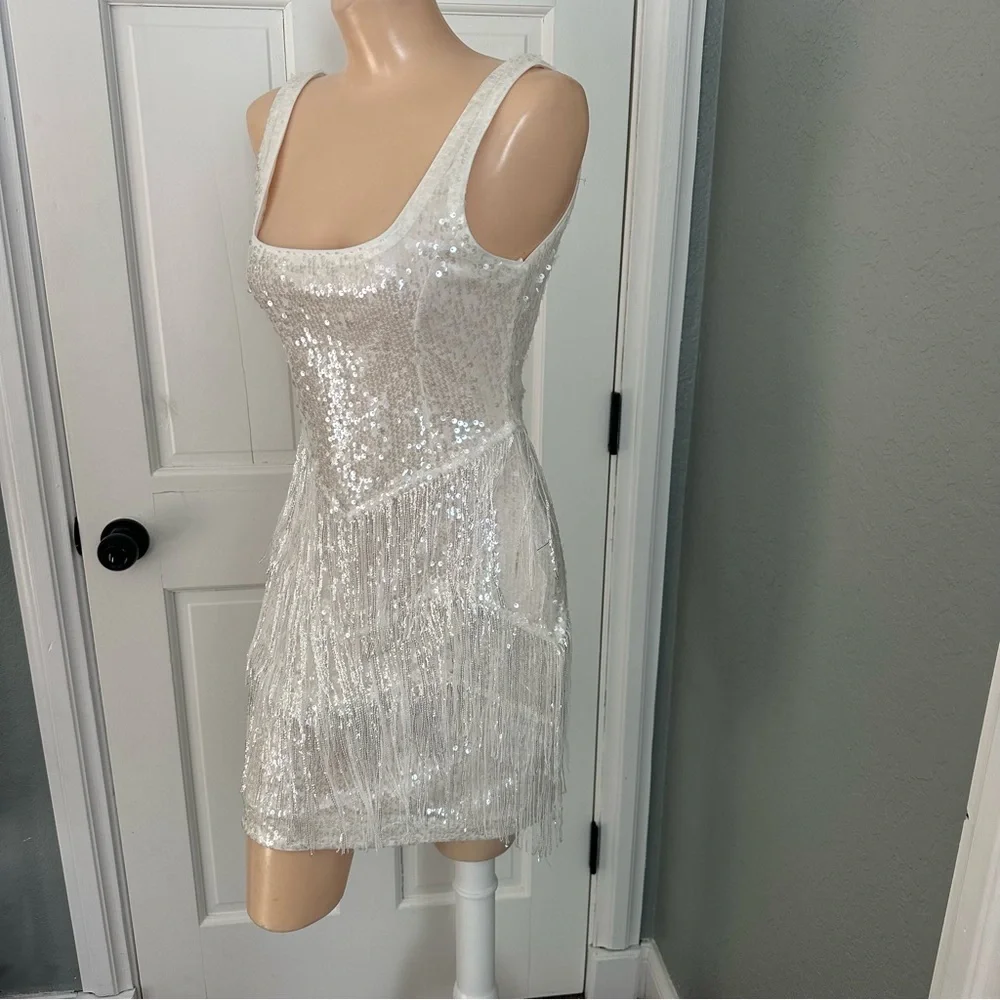 LULU’S LIMELIGHT LOVE SEQUIN FRINGE BODYCON MINI DRESS - Picture 9 of 14